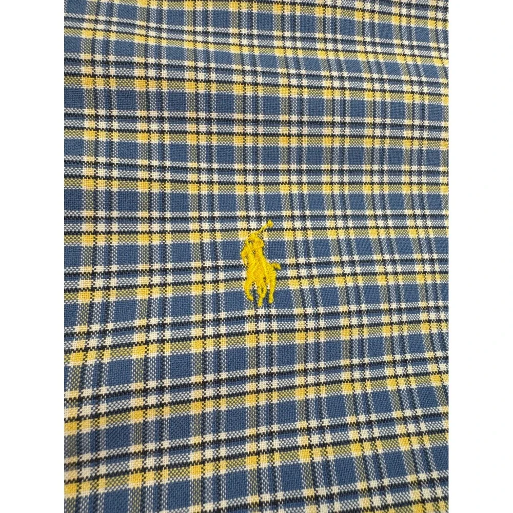 Polo Ralph Lauren Mens XL Classic Fit Plaid Button Down Shirt Blue Yellow Cotton